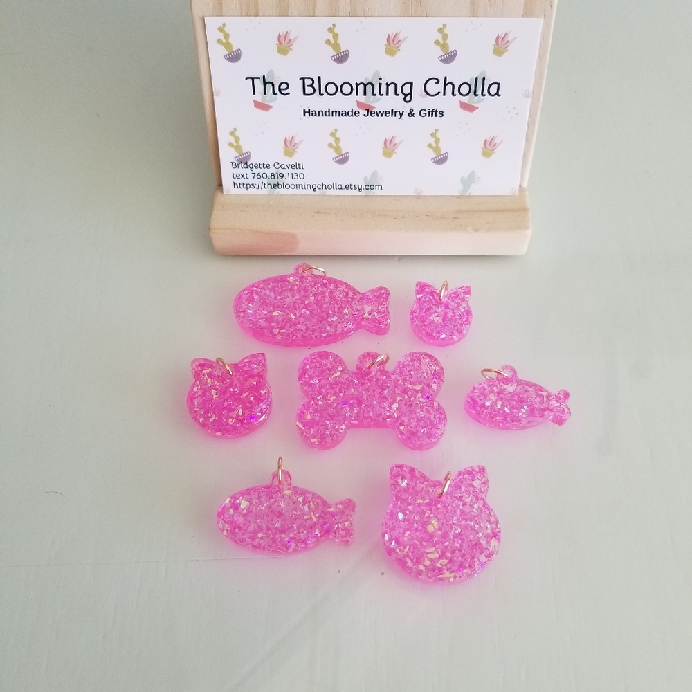 The Blooming Cholla Pink Glitter Pet Tag Charms